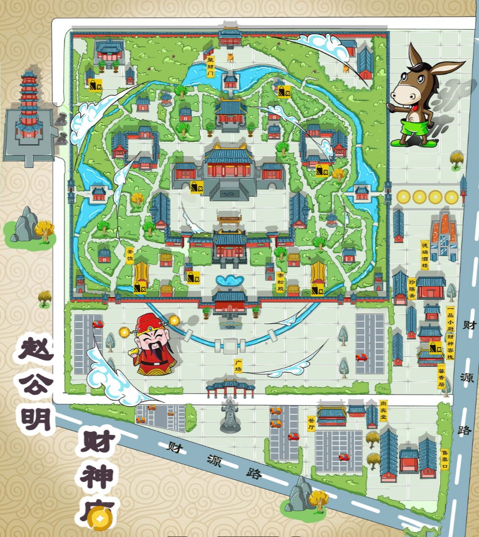 东光寺庙类手绘地图